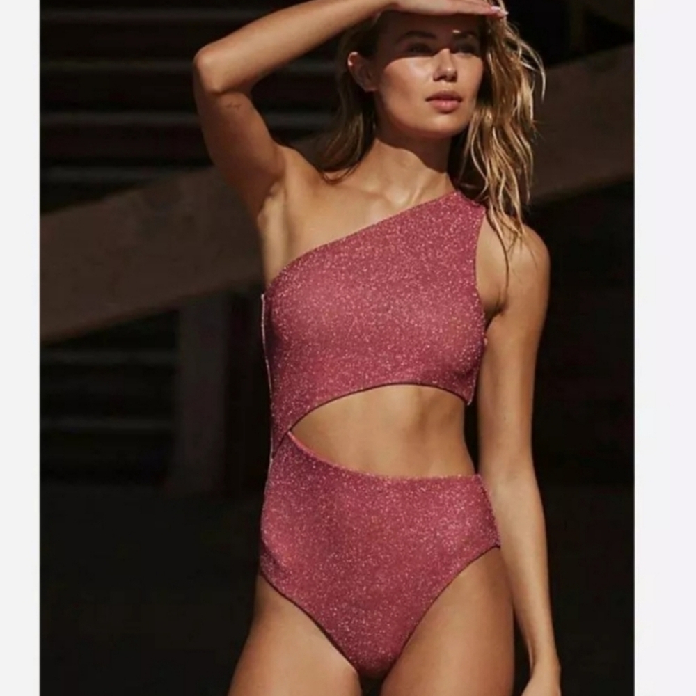 New!Beach Riot Red Metallic Celine One Piece‎ Swimsuit
